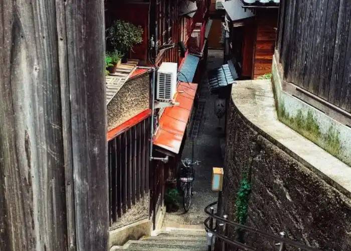 Looking down the steps of Kanazawa's charming backstreets.